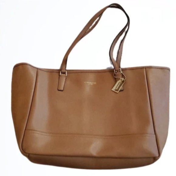 COACH Large City Tote in Saffiano Leather in Brown